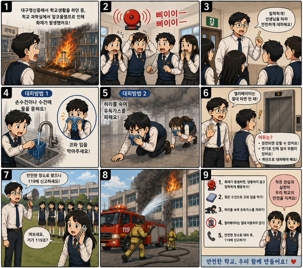 중학교에서 화재가 발생했어요